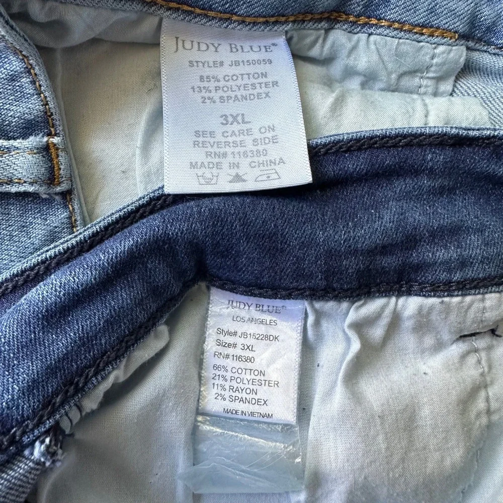 Judy Blue Denim Shorts Bundle of 2 Light & Medium Wash Distressed Raw Hem 3X